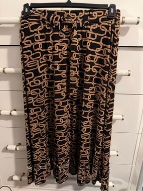 Indigo Black Maxi Skirt with Tan Chain Link Print